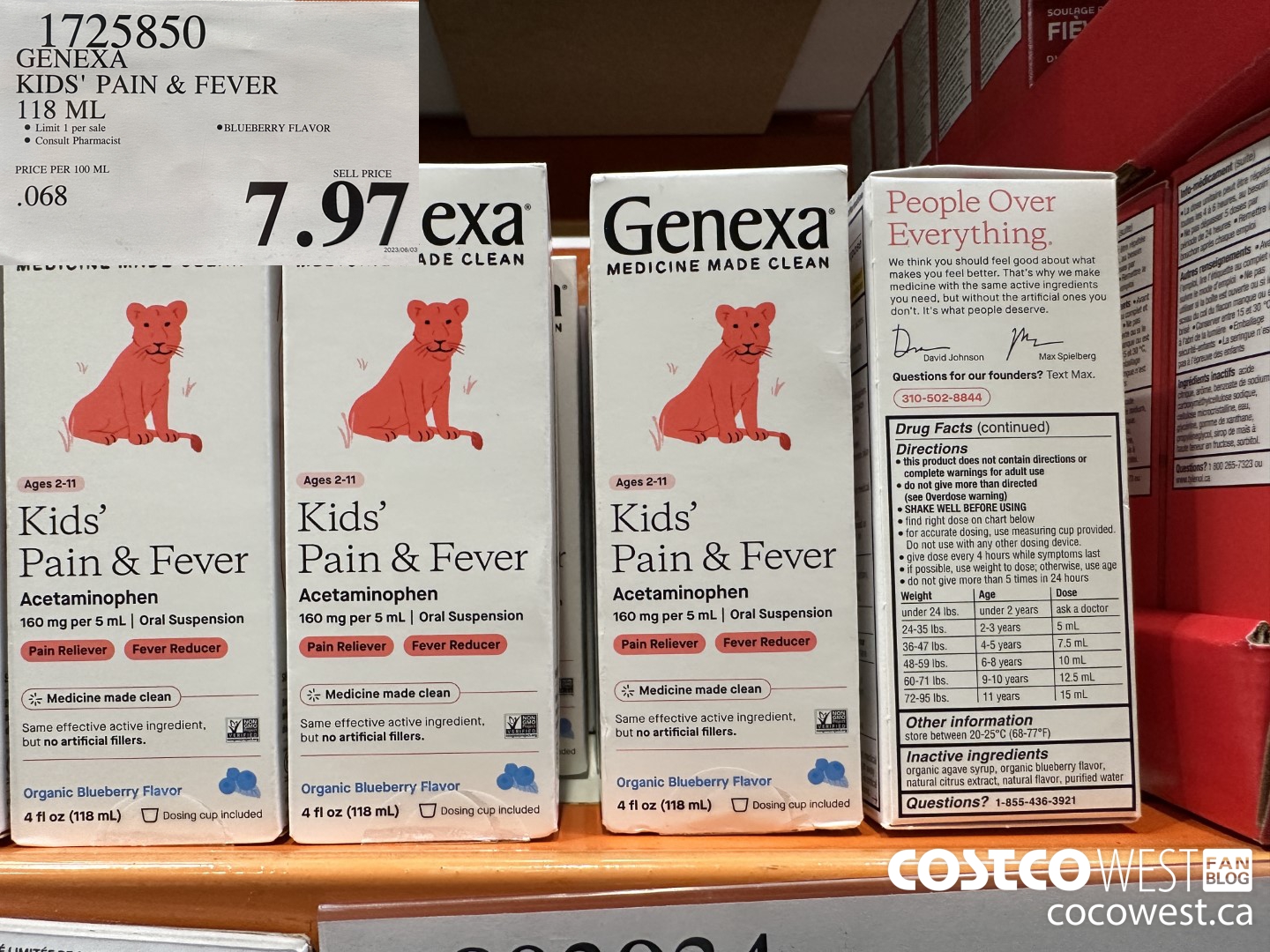 1725850 GENEXA KIDS' PAIN & FEVER 118 ML $7.97