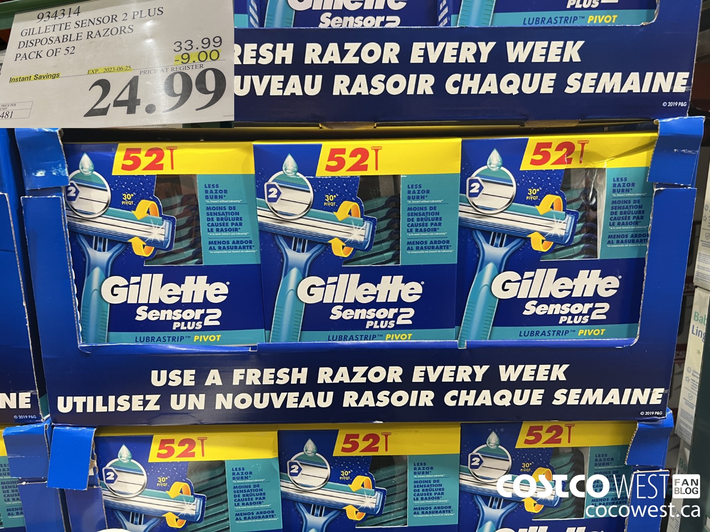 934314 GILLETTE SENSOR 2 PLUS DISPOSABLE RAZORS PACK OF 52 ($9.00 INSTANT SAVINGS EXPIRES ON 2023-06-25) $24.99