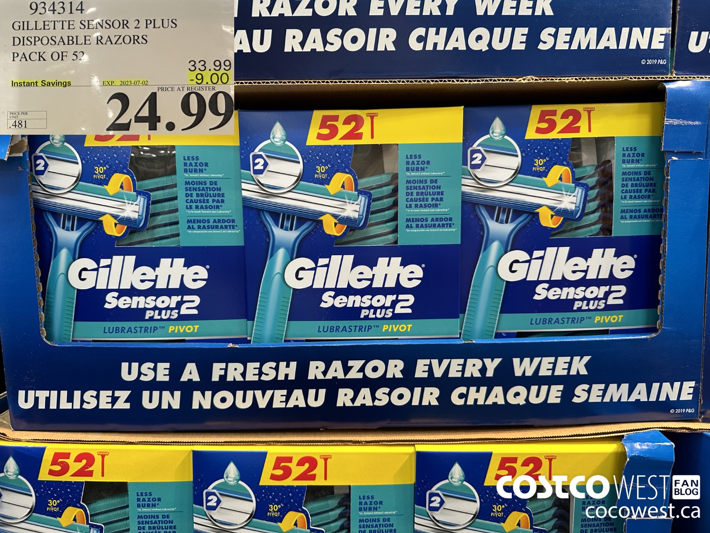 934314 GILLETTE SENSOR 2 PLUS DISPOSABLE RAZORS PACK OF 52 ($9.00 INSTANT SAVINGS EXPIRES ON 2023-07-02) $24.99
