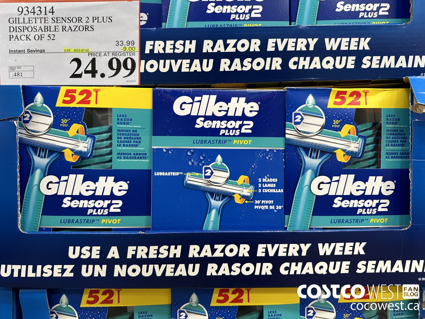 934314 GILLETTE SENSOR 2 PLUS DISPOSABLE RAZORS PACK OF 52 ($9.00 INSTANT SAVINGS EXPIRES ON 2023-07-02) $24.99