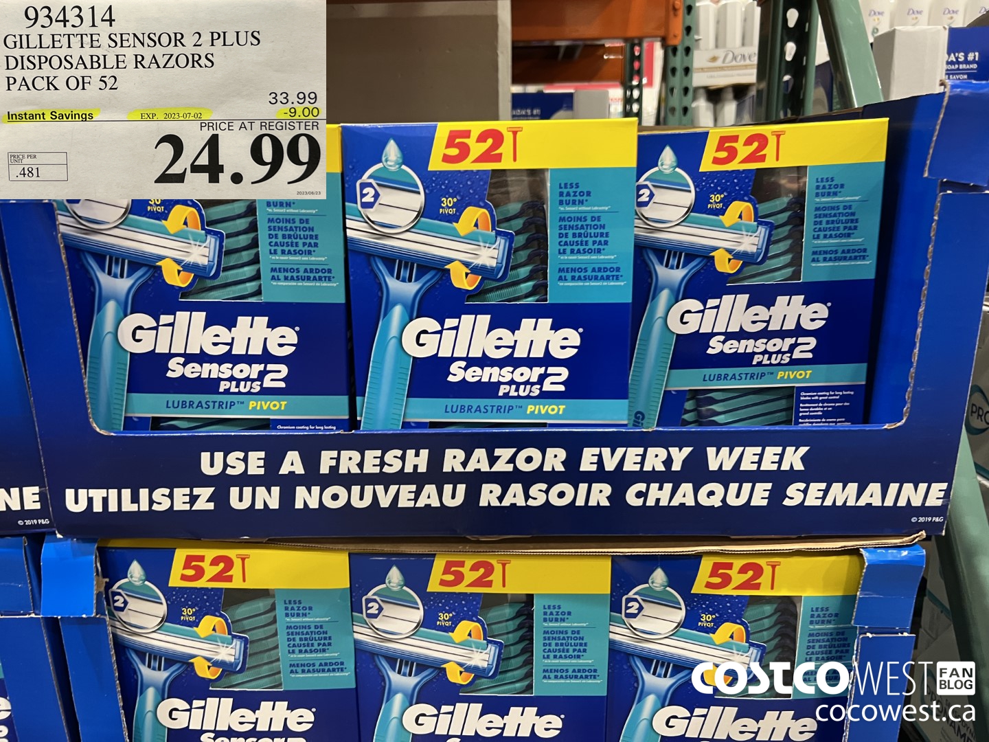 934314 GILLETTE SENSOR 2 PLUS DISPOSABLE RAZORS PACK OF 52 ($9.00 INSTANT SAVINGS EXPIRES ON 2023-07-02) $24.99