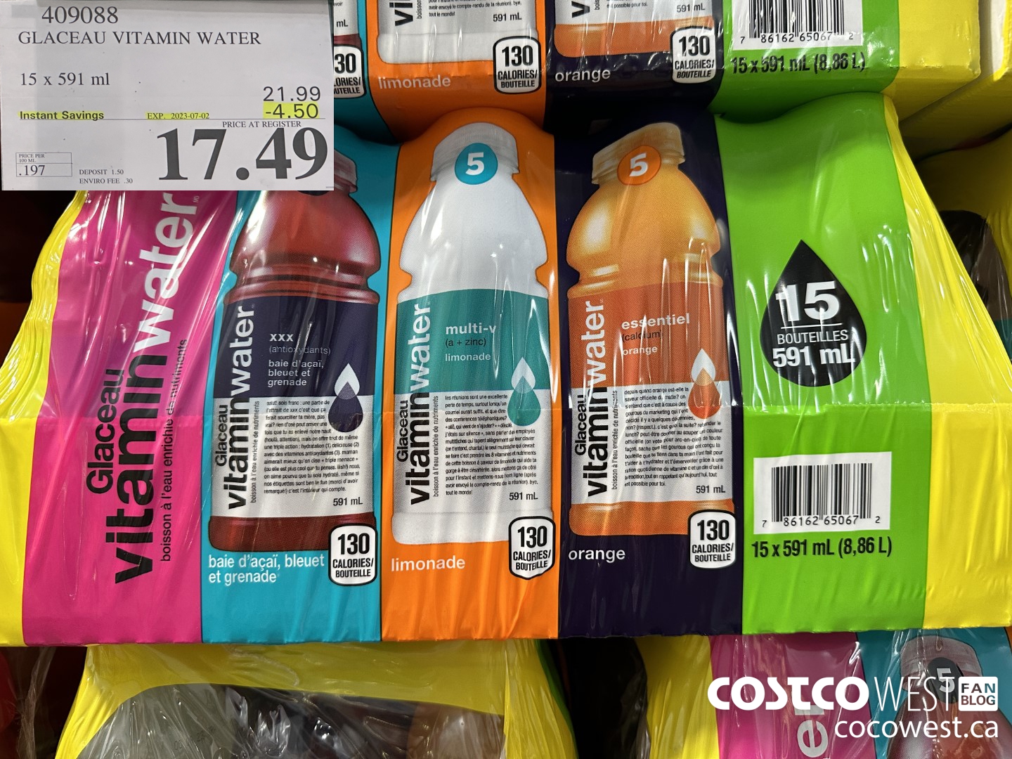 409088 GLACEAU VITAMIN WATER 15 x 591 ml ($4.50 INSTANT SAVINGS EXPIRES ON 2023-07-02) $17.49