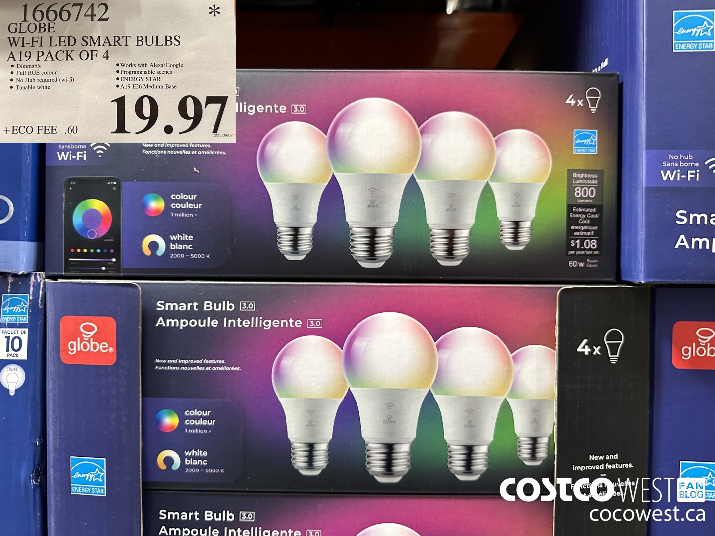 1666742 GLOBE WI-FI LED SMART BULBS A19 PACK OF 4 $19.97
