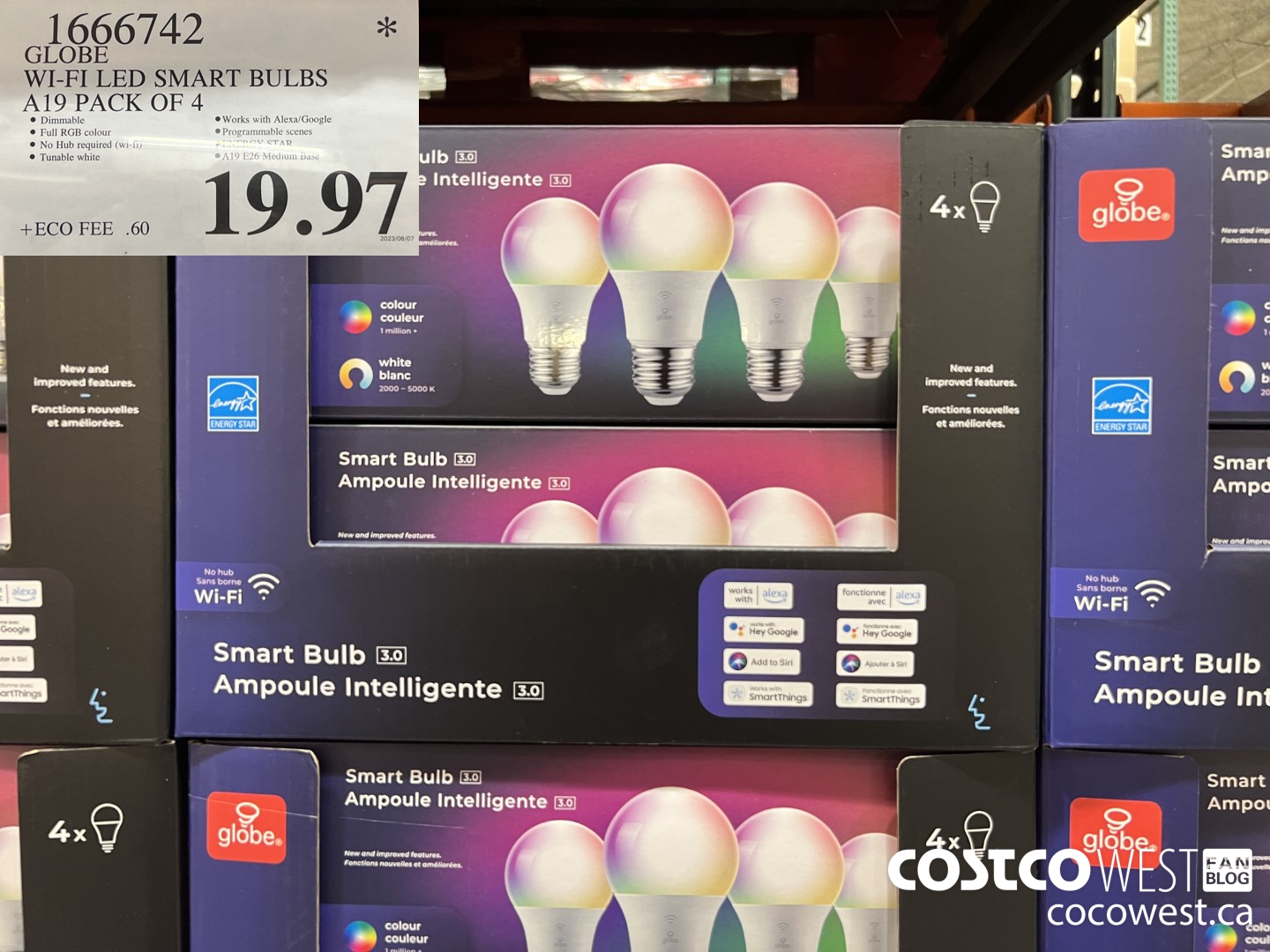 1666742 GLOBE WI-FI LED SMART BULBS A19 PACK OF 4 $19.97