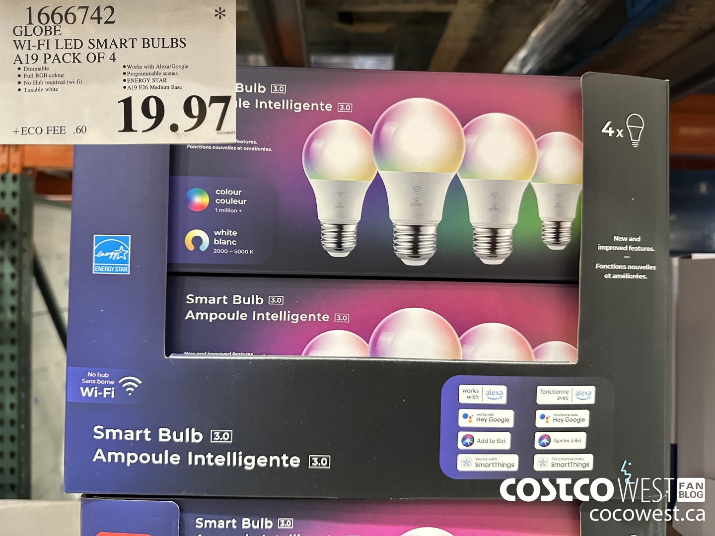 1666742 GLOBE WI-FI LED SMART BULBS A19 PACK OF 4 $19.97