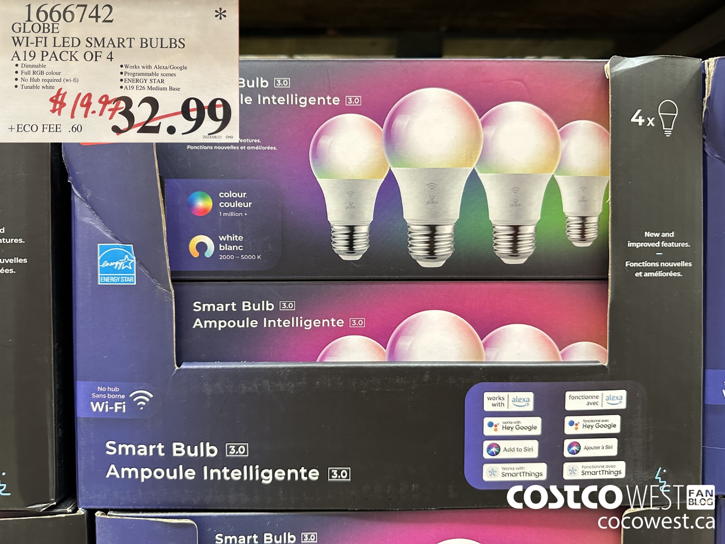 1666742 GLOBE WI-FI LED SMART BULBS A19 PACK OF 4 $19.97