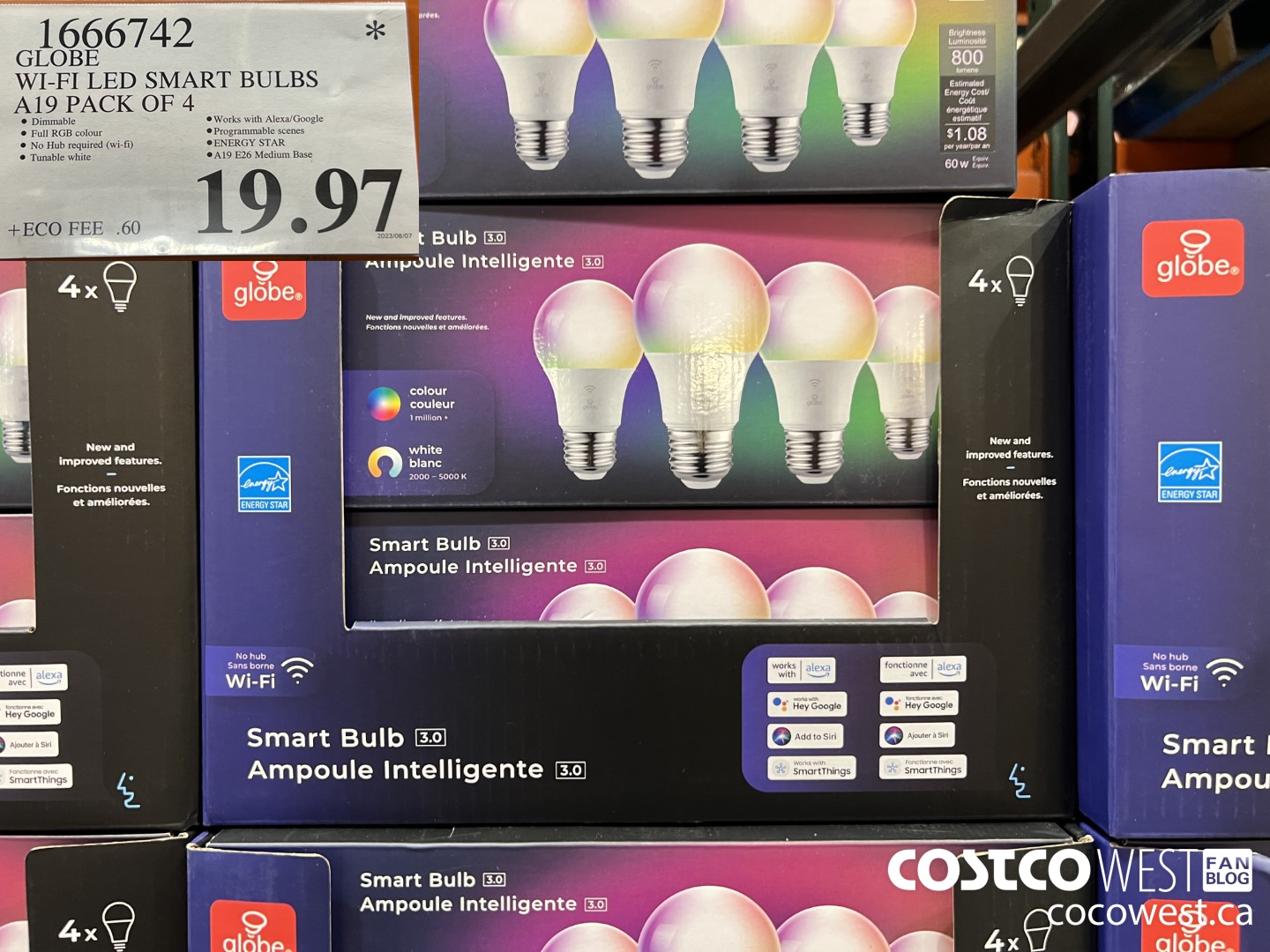 1666742 GLOBE WI-FI LED SMART BULBS A19 PACK OF 4 $19.97