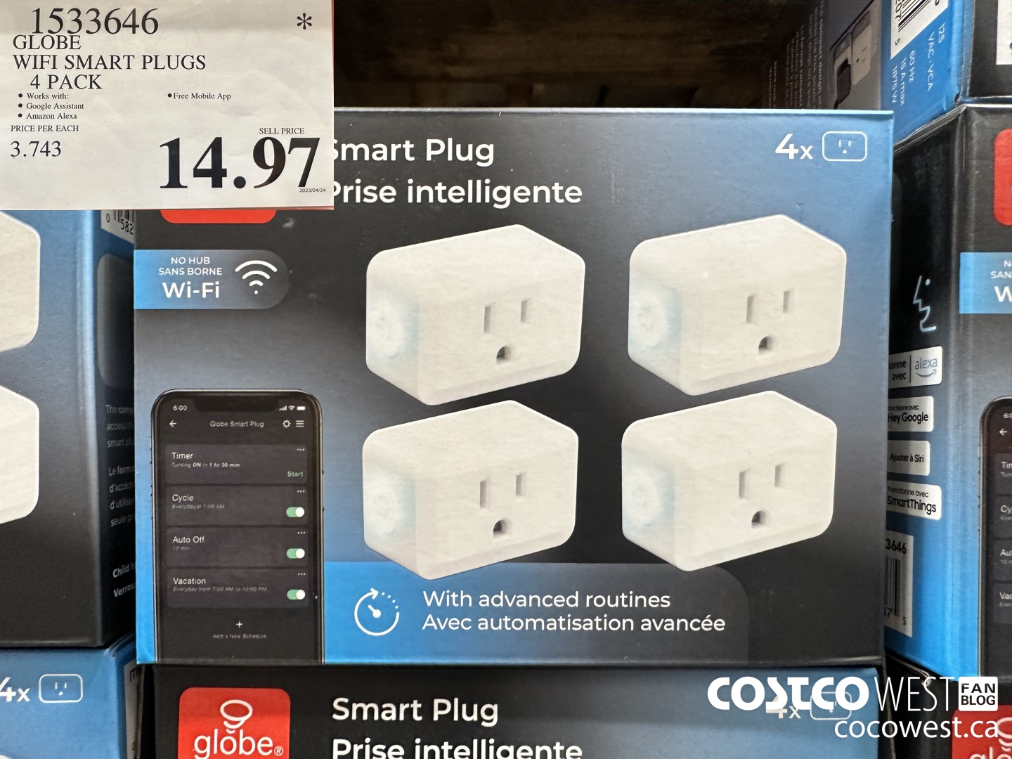 1533646 GLOBE WIFI SMART PLUGS 4 PACK $14.97