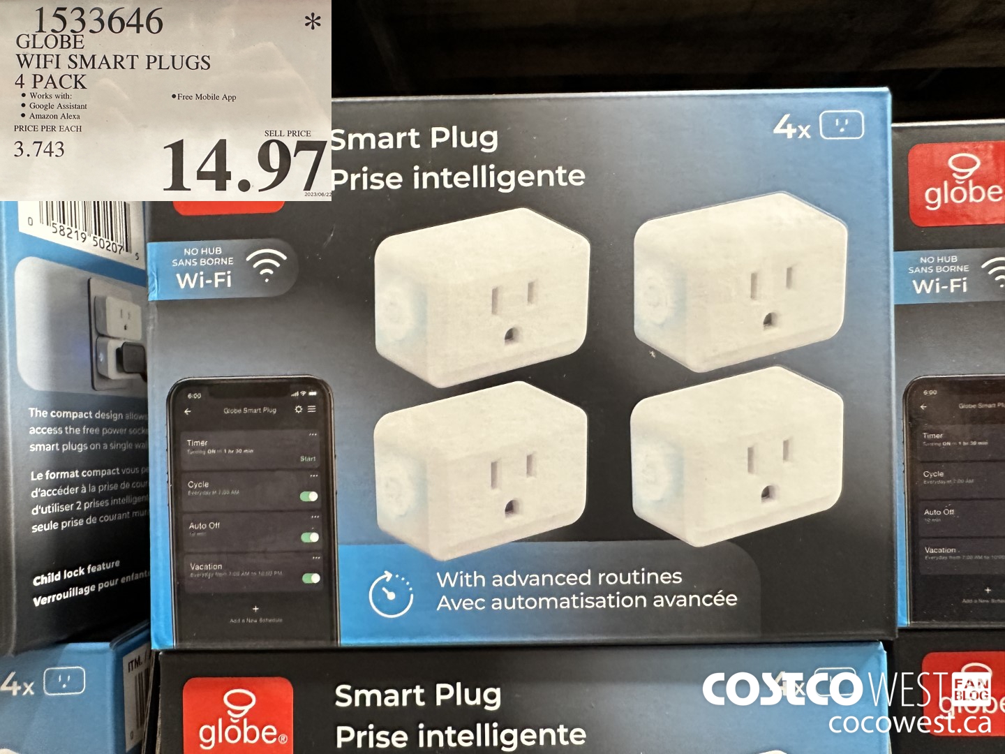 1533646 GLOBE WIFI SMART PLUGS 4 PACK $14.97