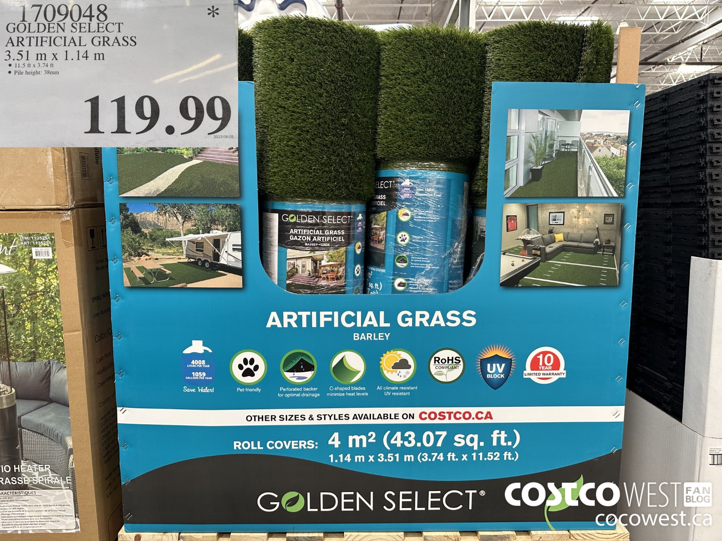 1709048 GOLDEN SELECT GAZON ARTIFICIEL 3.51M X 1.14M $119.99