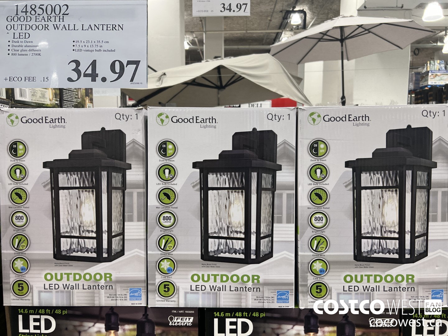 1485002 GOOD EARTH OUTDOOR WALL LANTERN LED $34.97