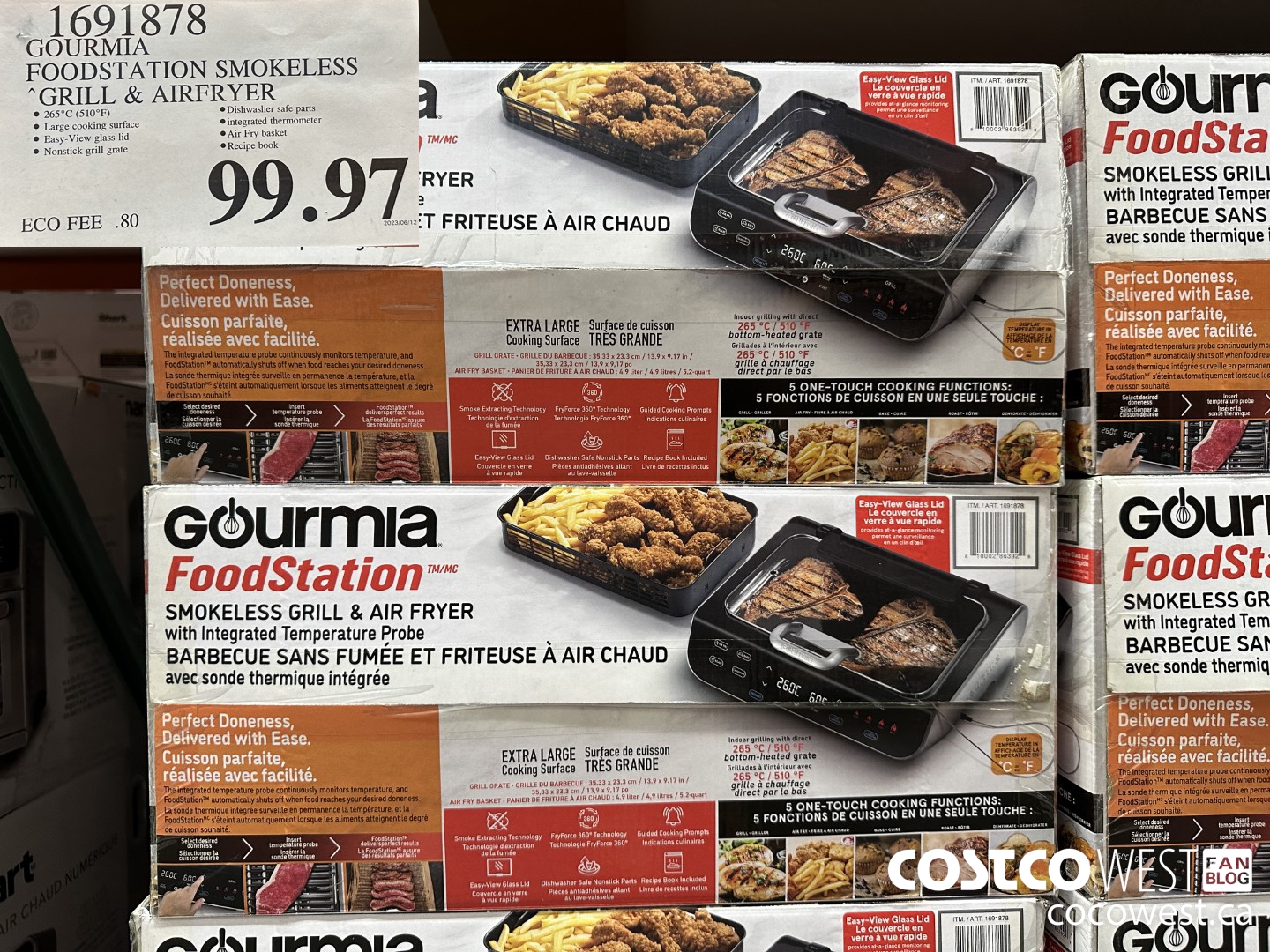 1691878 GOURMIA FOODSTATION SMOKELESS GRILL & AIRFRYER $99.97