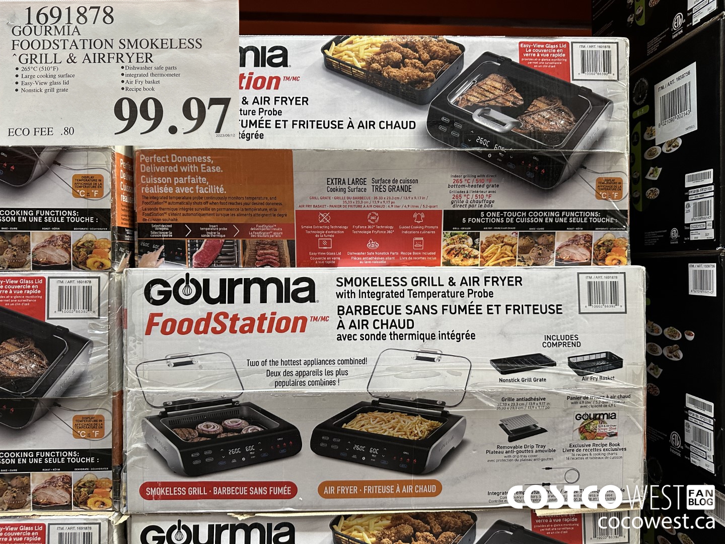 1691878 GOURMIA FOODSTATION SMOKELESS GRILL & AIRFRYER $99.97