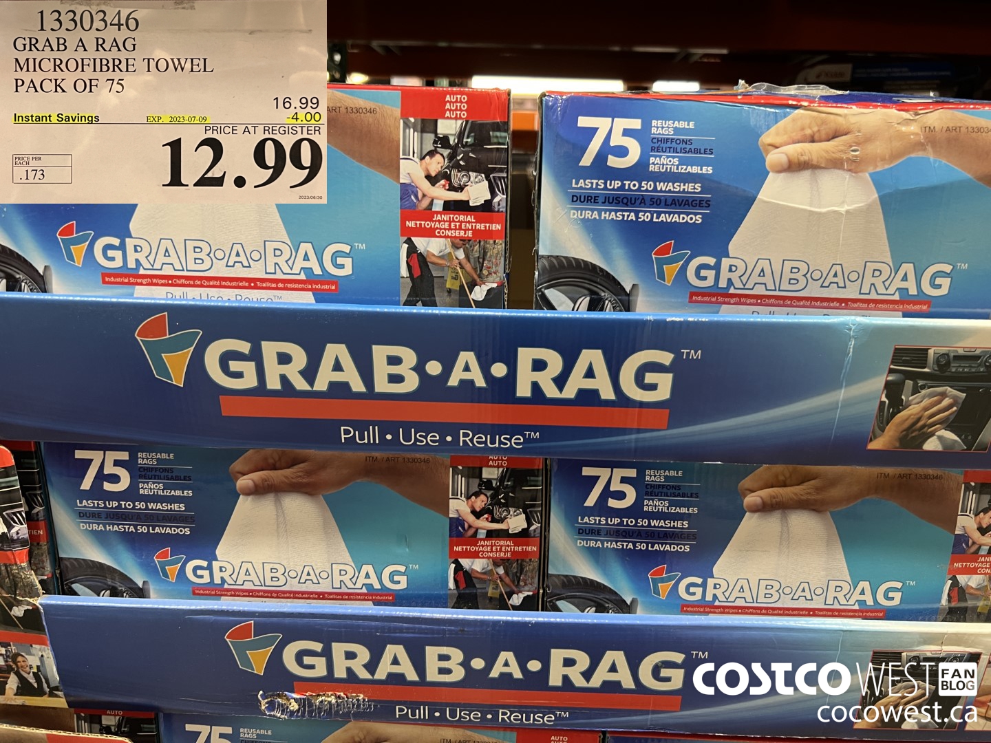 1330346 GRAB A RAG MICROFIBRE TOWEL 75 PACK ($4.00 INSTANT SAVINGS EXPIRES ON 2023-07-09) $12.99