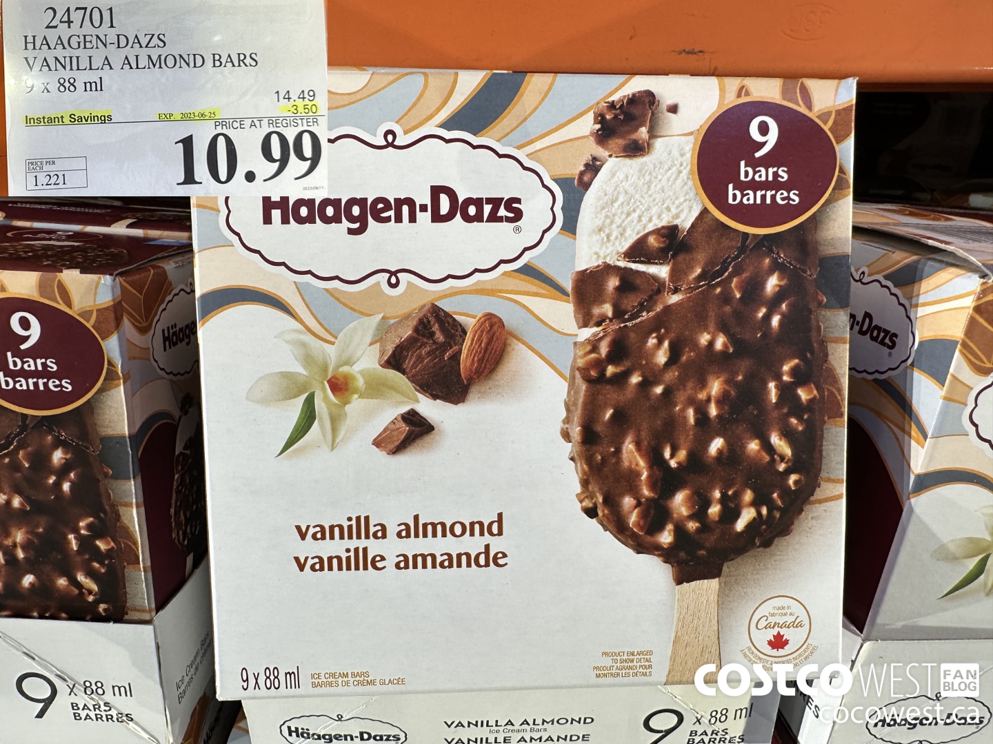 24701 HAAGEN-DAZS ICE CREAM BARS 9 x 88 ml ($3.50 INSTANT SAVINGS EXPIRES ON 2023-06-25) $10.99
