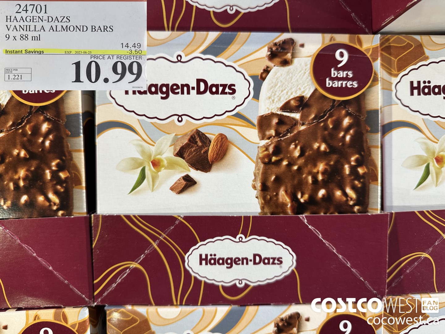 24701 HAAGEN-DAZS ICE CREAM BARS 9 x 88 ml ($3.50 INSTANT SAVINGS EXPIRES ON 2023-06-25) $10.99