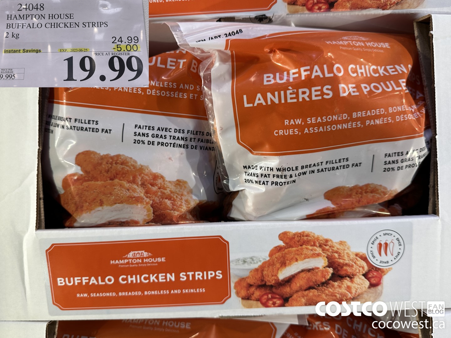24048 HAMPTON HOUSE BUFFALO CHICKEN STRIPS 2 kg ($5.00 INSTANT SAVINGS EXPIRES ON 2023-06-25) $19.99