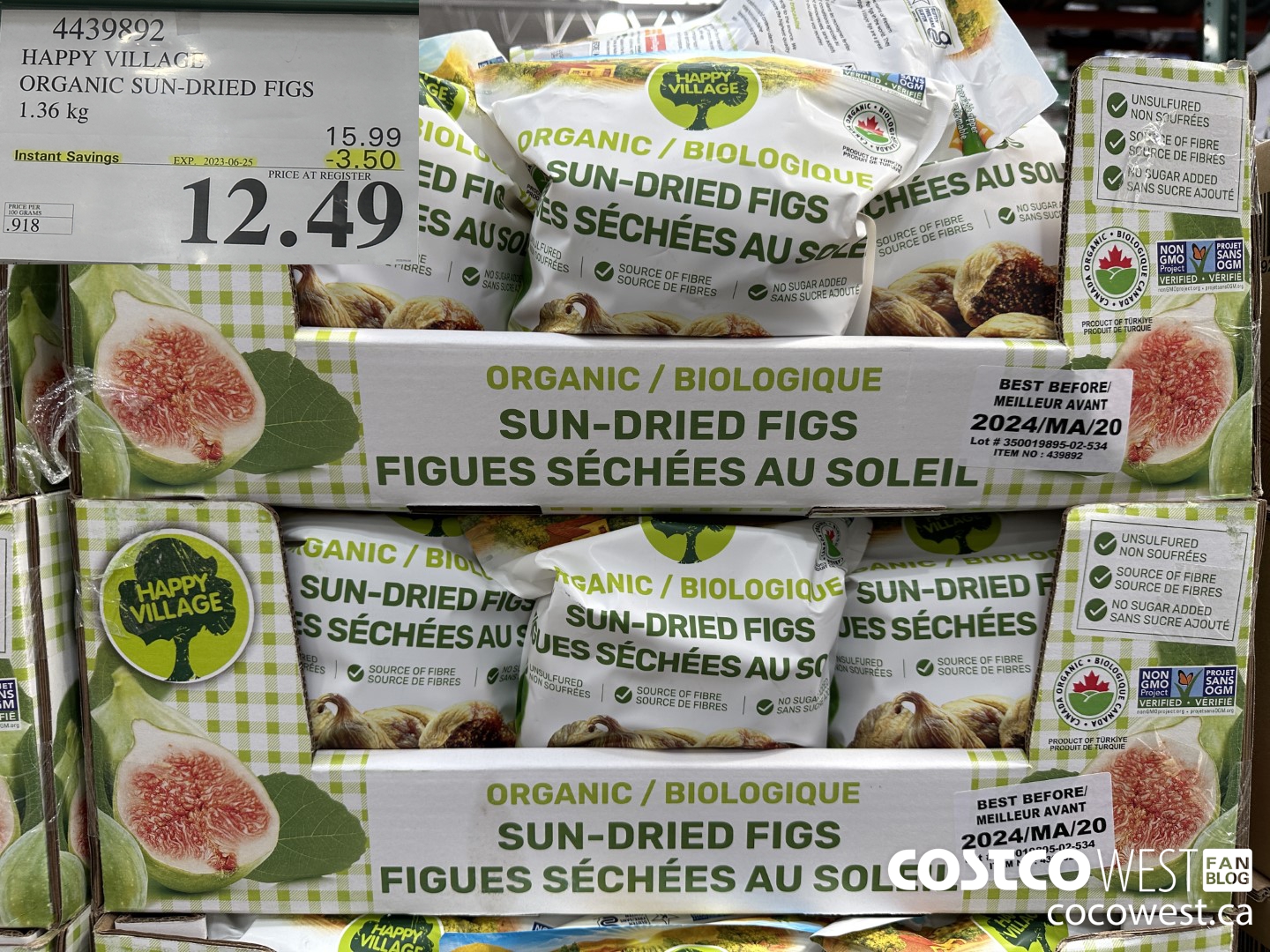 4439892 HAPPY VILLAGE ORGANIC SUN-DRIED FIGS 1.36KG ($3.50 INSTANT SAVINGS EXPIRES ON 2023-06-25) $12.49