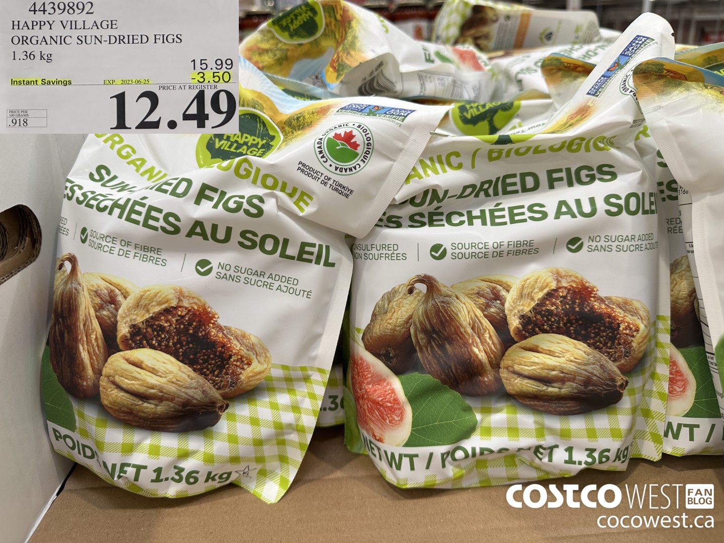 4439892 HAPPY VILLAGE ORGANIC SUN-DRIED FIGS 1.36KG ($3.50 INSTANT SAVINGS EXPIRES ON 2023-06-25) $12.49