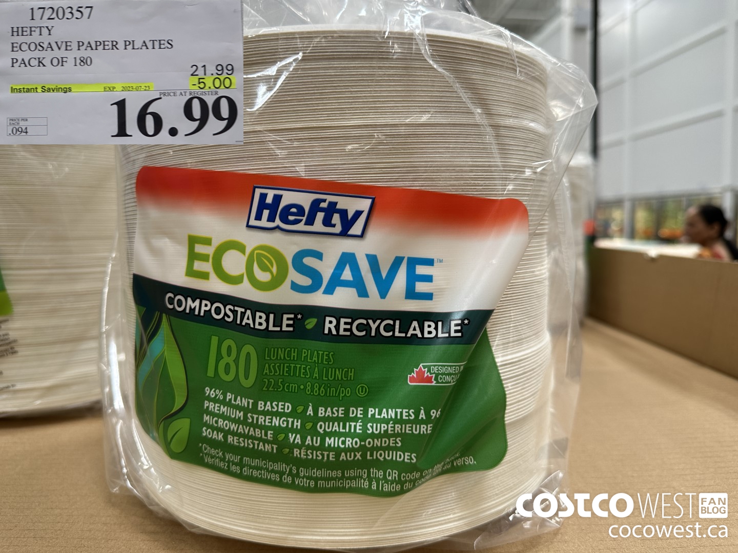 1720357 HEFTY ECOSAVE PAPER PLATES PACK OF 180 ($5.00 INSTANT SAVINGS EXPIRES ON 2023-07-23) $16.99
