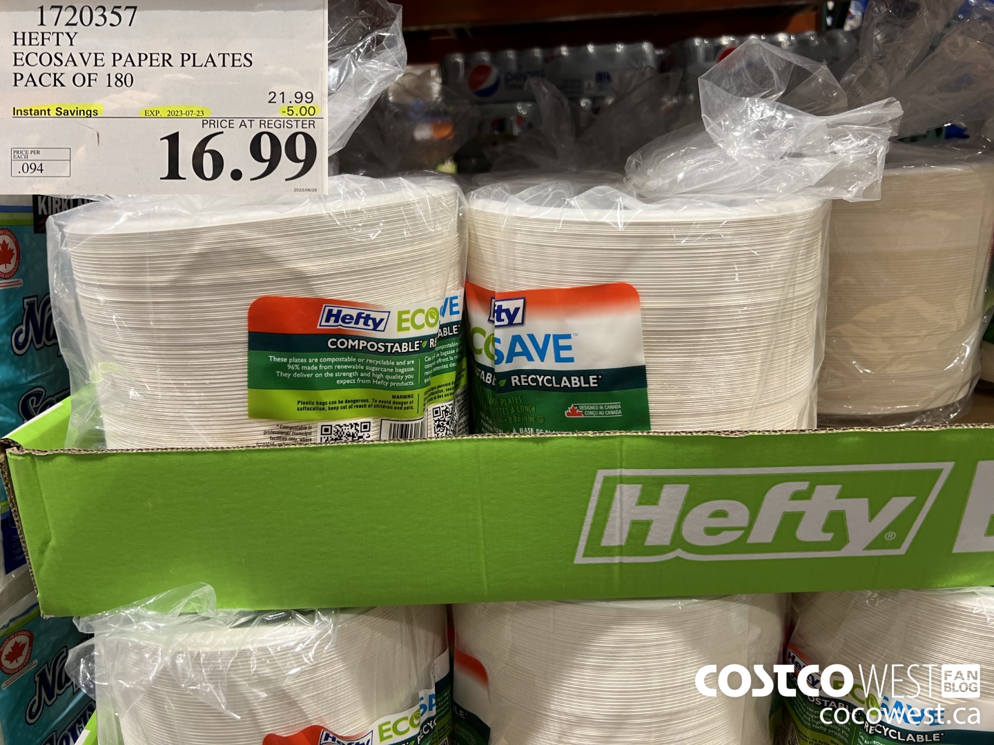 1720357 HEFTY ECOSAVE PAPER PLATES PACK OF 180 ($5.00 INSTANT SAVINGS EXPIRES ON 2023-07-23) $16.99