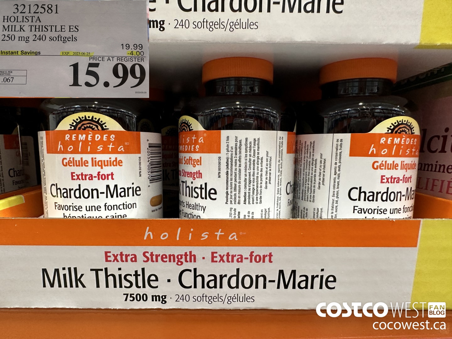3212581 HOLISTA MILK THISTLE ES 250 mg 240 softgels ($4.00 INSTANT SAVINGS EXPIRES ON 2023-06-25) $15.99