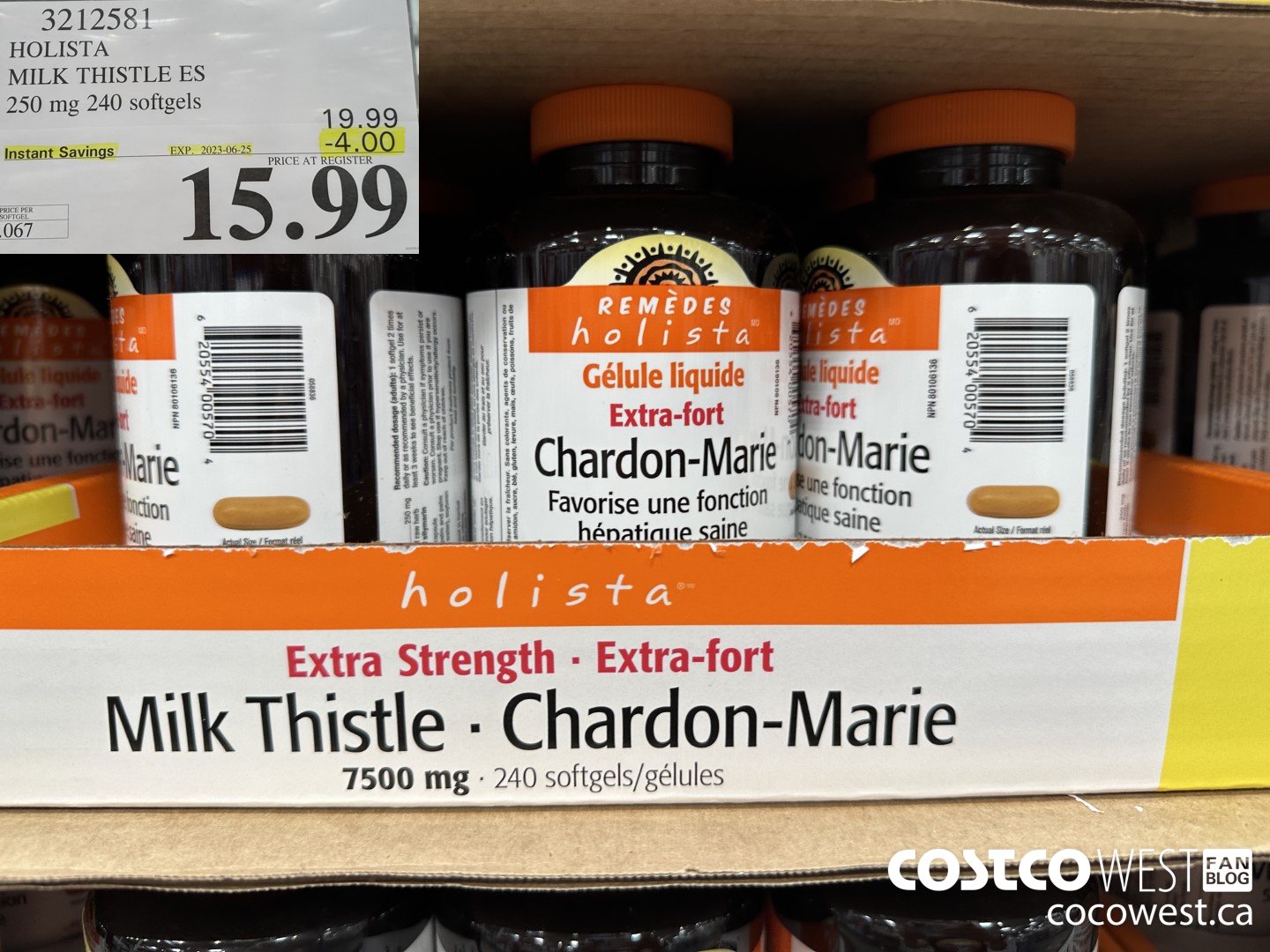3212581 HOLISTA MILK THISTLE ES 250 mg 240 softgels ($4.00 INSTANT SAVINGS EXPIRES ON 2023-06-25) $15.99