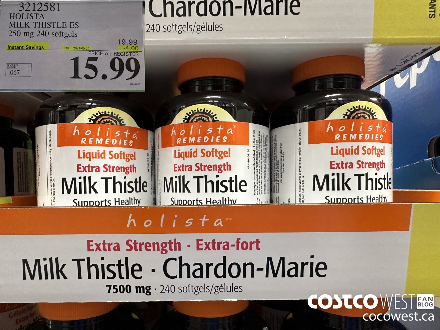 3212581 HOLISTA MILK THISTLE ES 250 mg 240 softgels ($4.00 INSTANT SAVINGS EXPIRES ON 2023-06-25) $15.99