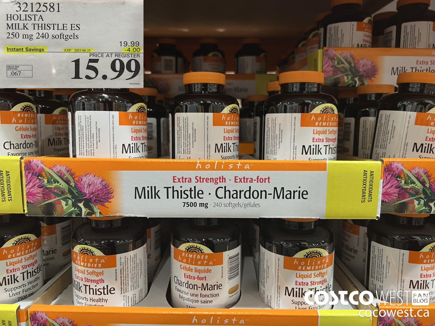 3212581 HOLISTA MILK THISTLE ES 250 mg 240 softgels ($4.00 INSTANT SAVINGS EXPIRES ON 2023-06-25) $15.99
