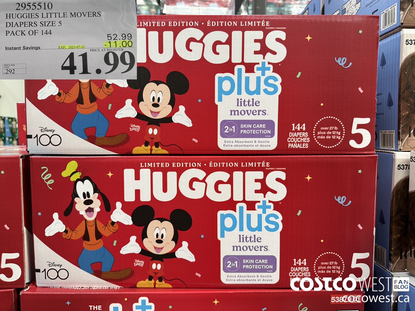 2955510 HUGGIES LITTLE MOVERS DIAPERS SIZE 5 PACK OF 144  ($11.00 INSTANT SAVINGS EXPIRES ON 2023-07-23) $41.99