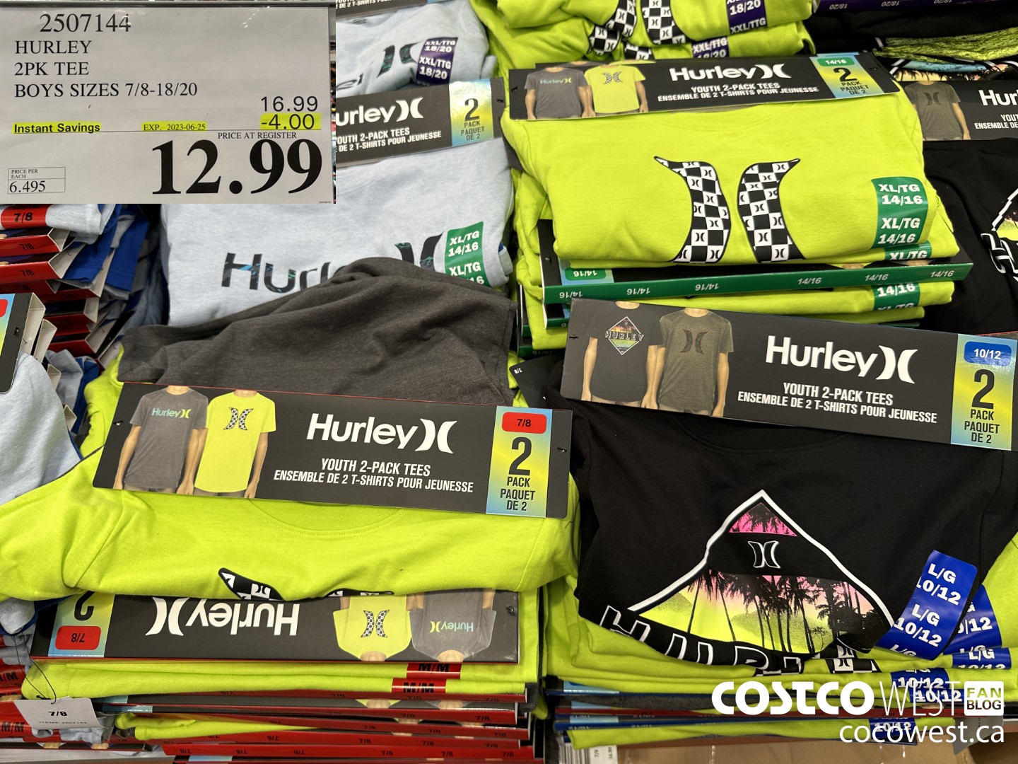 2507144 HURLEY 2PK TEE BOYS SIZES 7/8-18/20 ($4.00 INSTANT SAVINGS EXPIRES ON 2023-06-25) $12.99