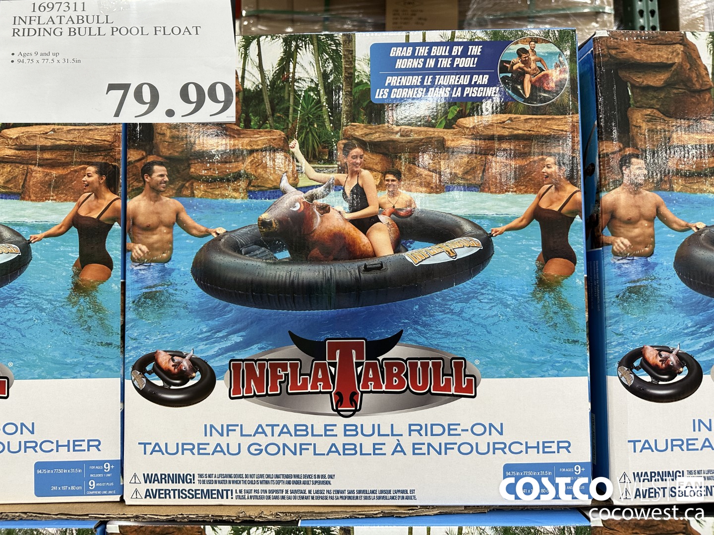 1697311 INFLATABULL RIDING BULL POOL FLOAT $79.99