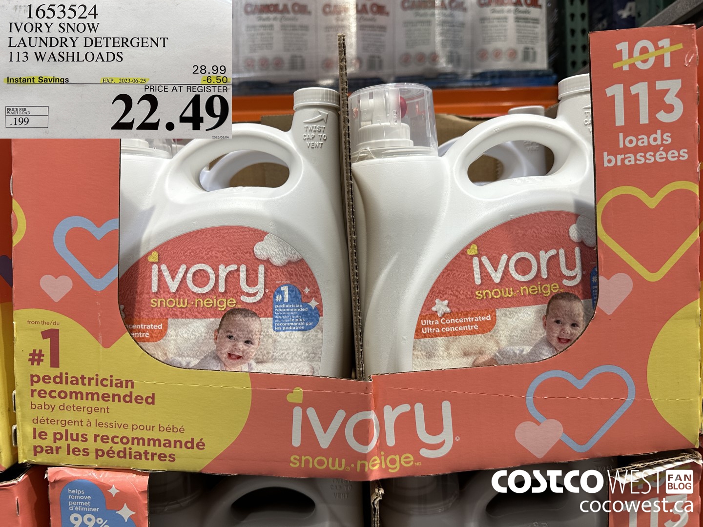 1653524 IVORY SNOW LAUNDRY DETERGENT 113 WASHLOADS ($6.50 INSTANT SAVINGS EXPIRES ON 2023-06-25) $22.49