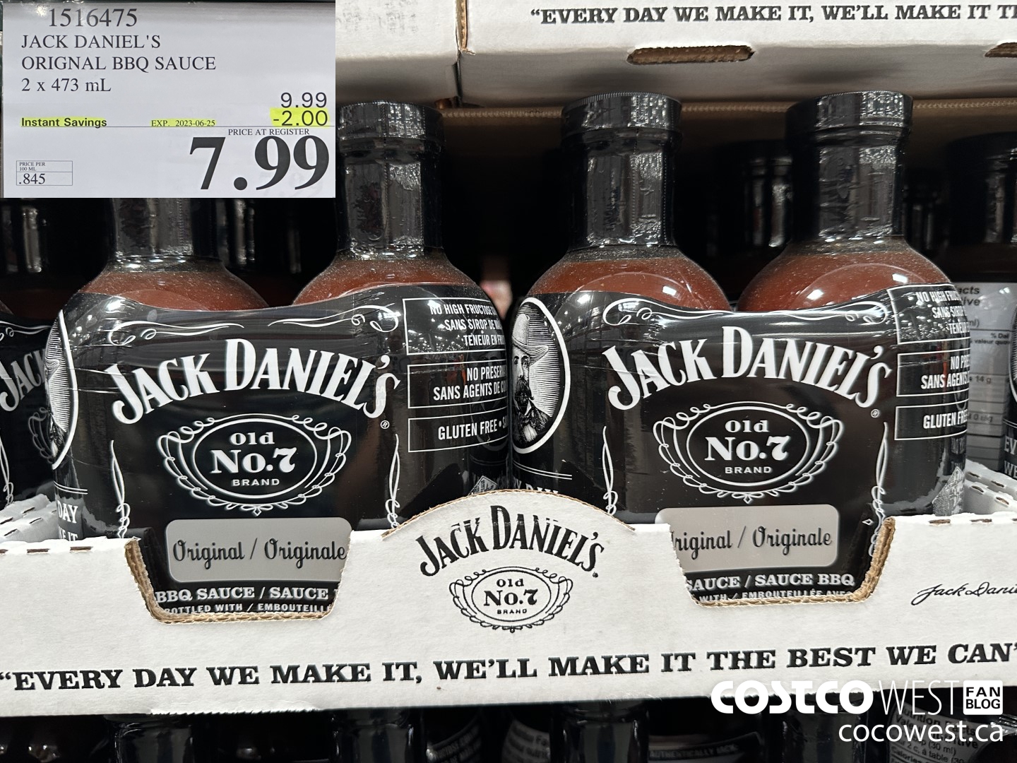 1516475 JACK DANIEL'S ORIGNAL BBQ SAUCE 2 x 473 mL  ($2.00 INSTANT SAVINGS EXPIRES ON 2023-06-25) $7.99