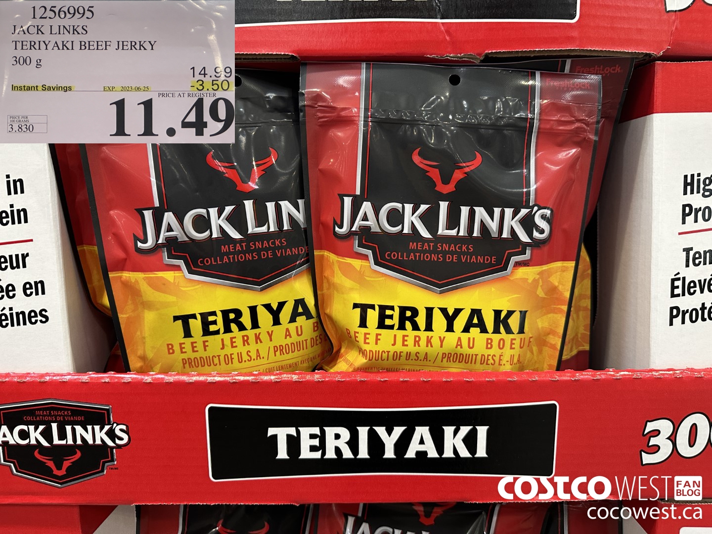 1256995 JACK LINKS TERIYAKI BEEF JERKY 300g ($3.50 INSTANT SAVINGS EXPIRES ON 2023-06-25) $11.49
