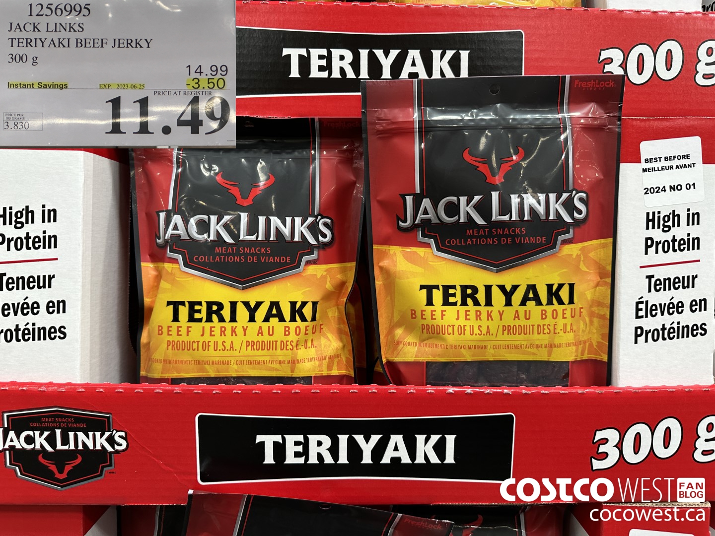 1256995 JACK LINKS TERIYAKI BEEF JERKY 300g ($3.50 INSTANT SAVINGS EXPIRES ON 2023-06-25) $11.49