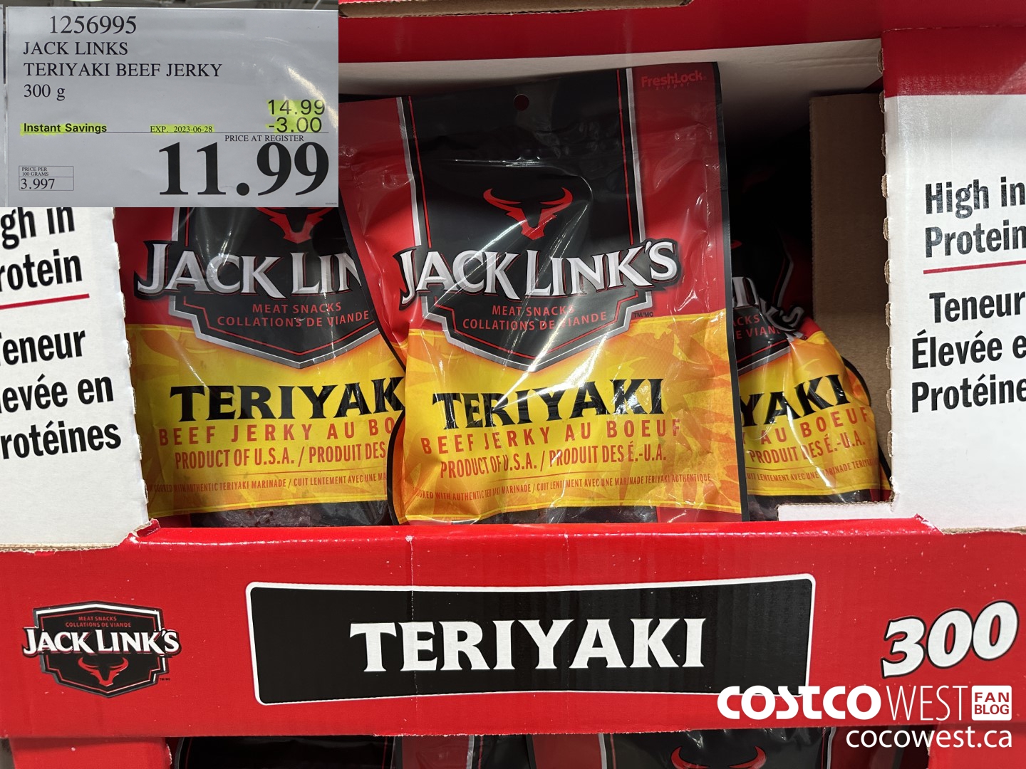 1256995 JACK LINKS TERIYAKI BEEF JERKY 300g ($3.00 INSTANT SAVINGS EXPIRES ON 2023-06-28) $11.99