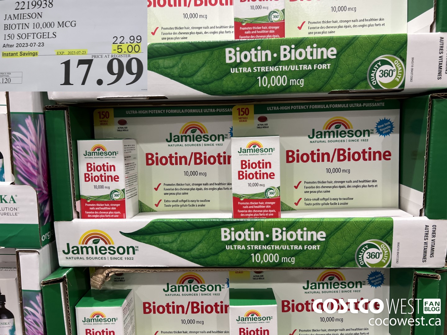 2219938 JAMIESON BIOTIN 10,000 MCG 150 SOFTGELS ($5.00 INSTANT SAVINGS EXPIRES ON 2023-07-23) $17.99