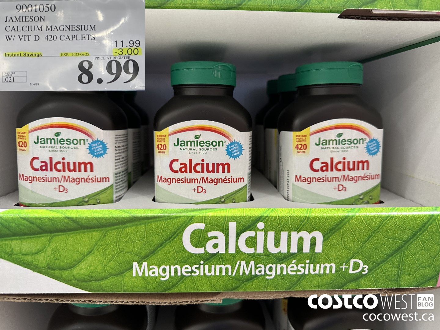 9001050 JAMIESON CALCIUM MAGNESIUM W/ VIT D 420 CAPLETS ($3.00 INSTANT SAVINGS EXPIRES ON 2023-06-25) $8.99