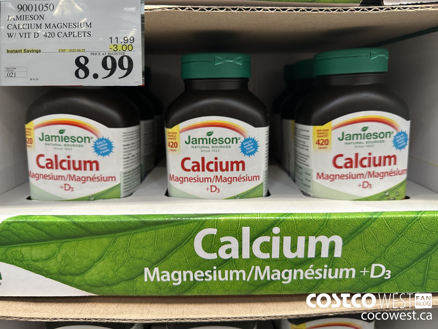9001050 JAMIESON CALCIUM MAGNESIUM W/ VIT D 420 CAPLETS ($3.00 INSTANT SAVINGS EXPIRES ON 2023-06-25) $8.99