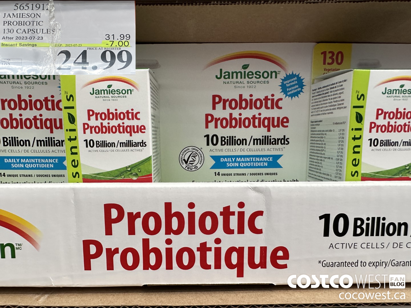 5651912 JAMIESON PROBIOTIC 130 CAPSULES ($7.00 INSTANT SAVINGS EXPIRES ON 2023-07-23) $24.99