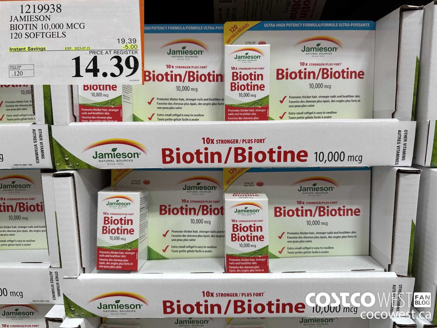 1219938 JAMIESON BIOTIN 10,000 MCG 120 SOFTGELS ($5.00 INSTANT SAVINGS EXPIRES ON 2023-07-23) $14.39