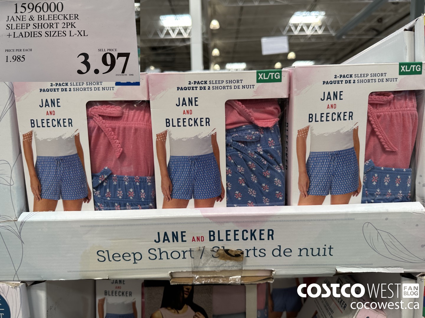 1596000 JANE & BLEECKER SLEEF SHORT 2PK LADIES SIZES L - XL $3.97