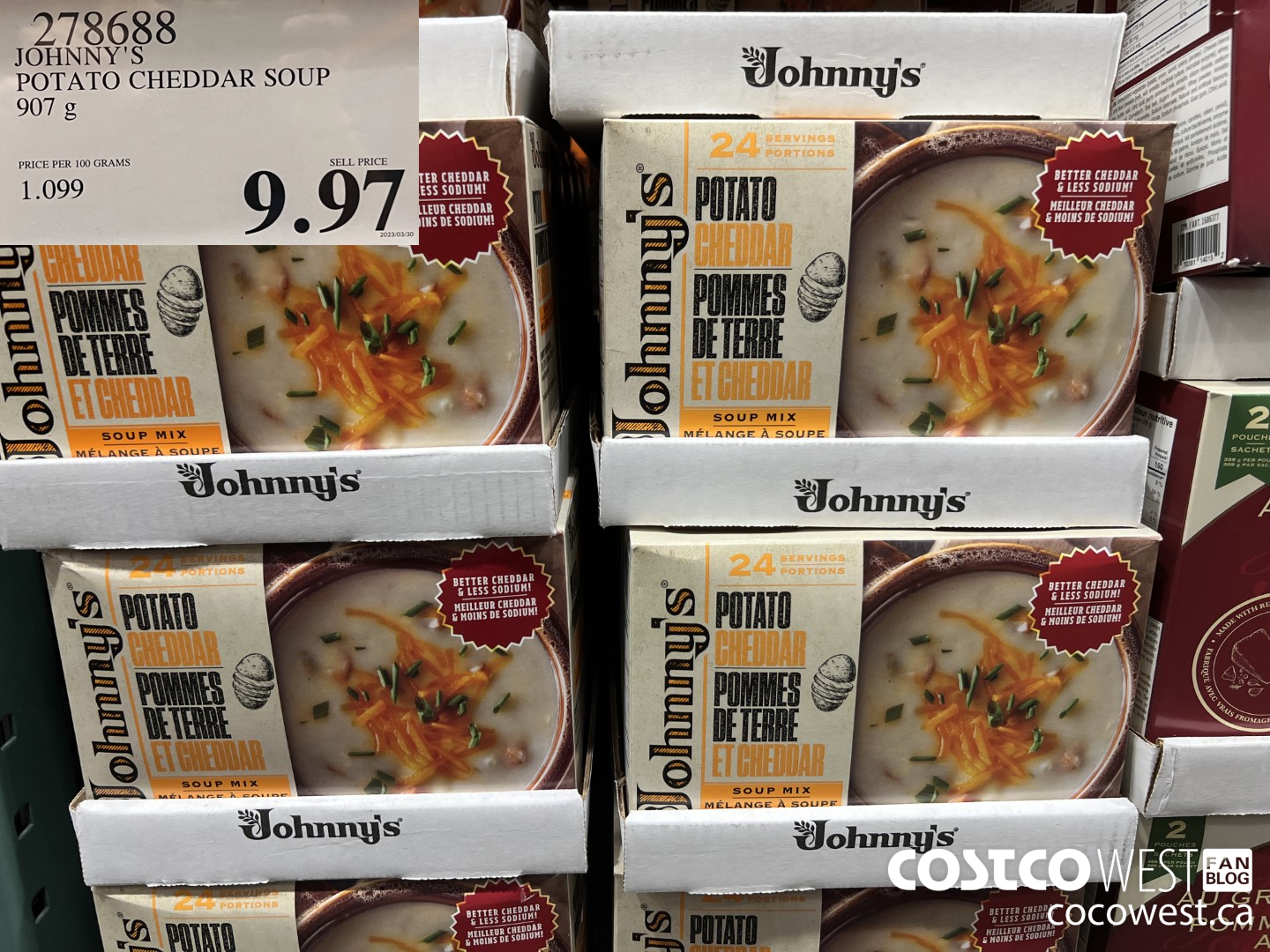 278688 JOHNNY'S POTATO CHEDDAR SOUP 907 g $9.97