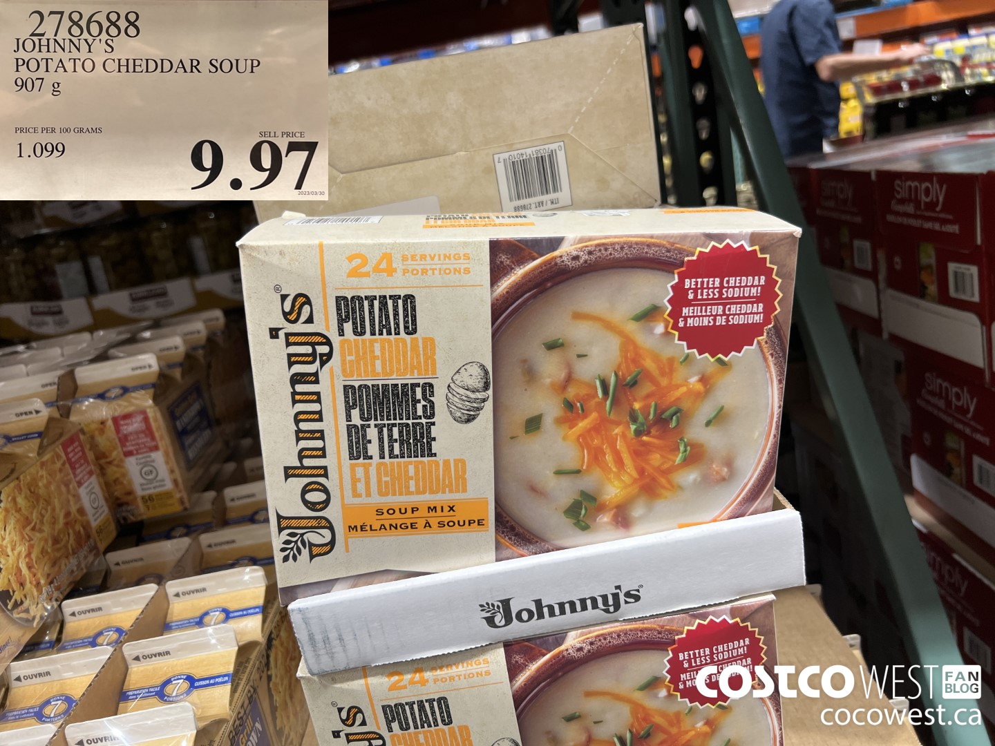 278688 JOHNNY'S POTATO CHEDDAR SOUP 907 g $9.97