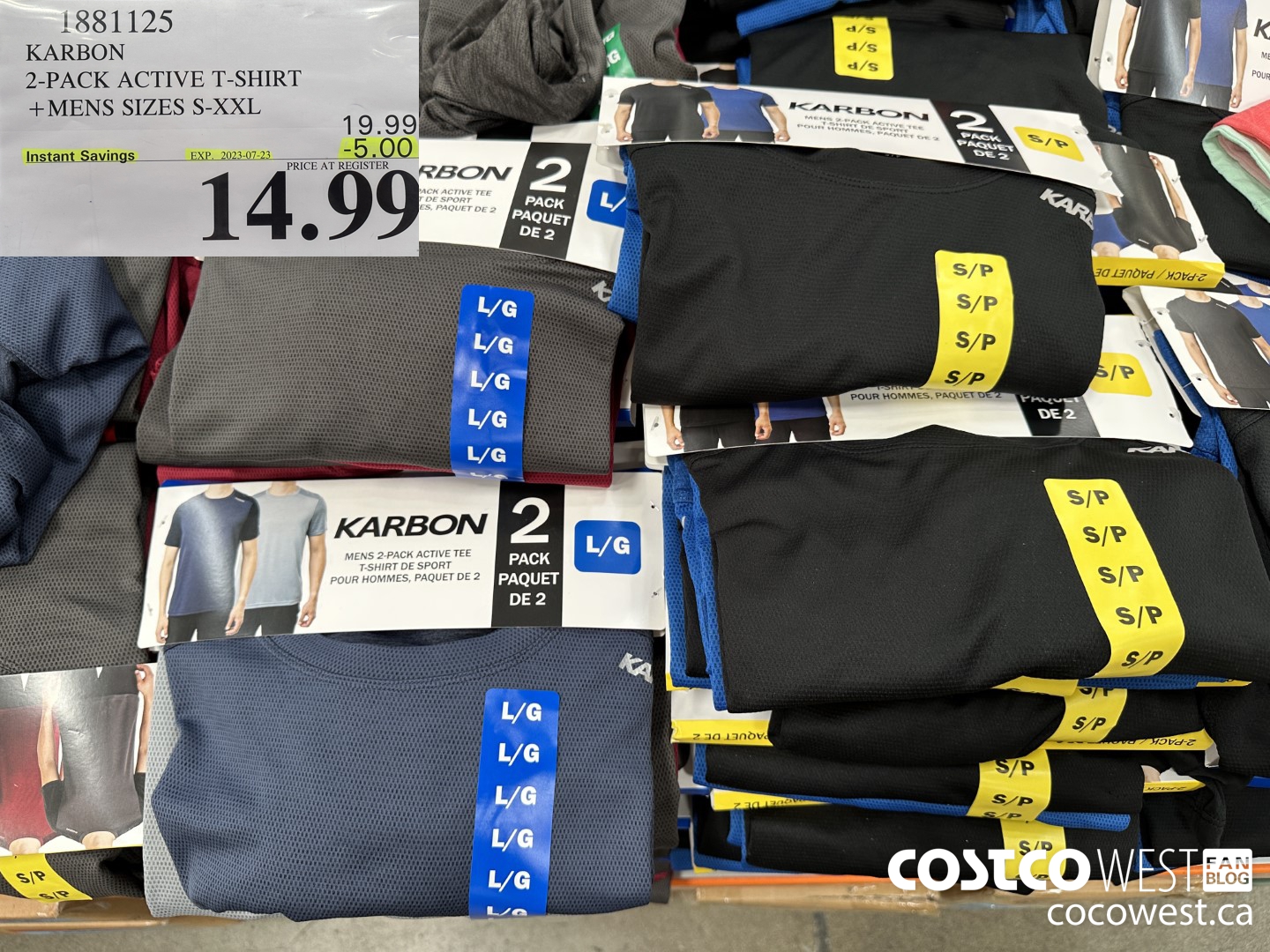 1881125 KARBON 2-PACK ACTIVE T-SHIRT MENS SIZES S-XXL ($5.00 INSTANT SAVINGS EXPIRES ON 2023-07-23) $14.99