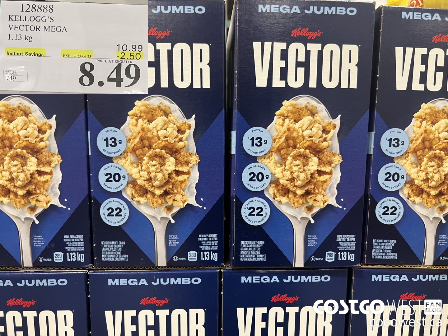 128888 KELLOGGS VECTOR MEGA 1.13KG ($2.50 INSTANT SAVINGS EXPIRES ON 2023-06-25) $8.49
