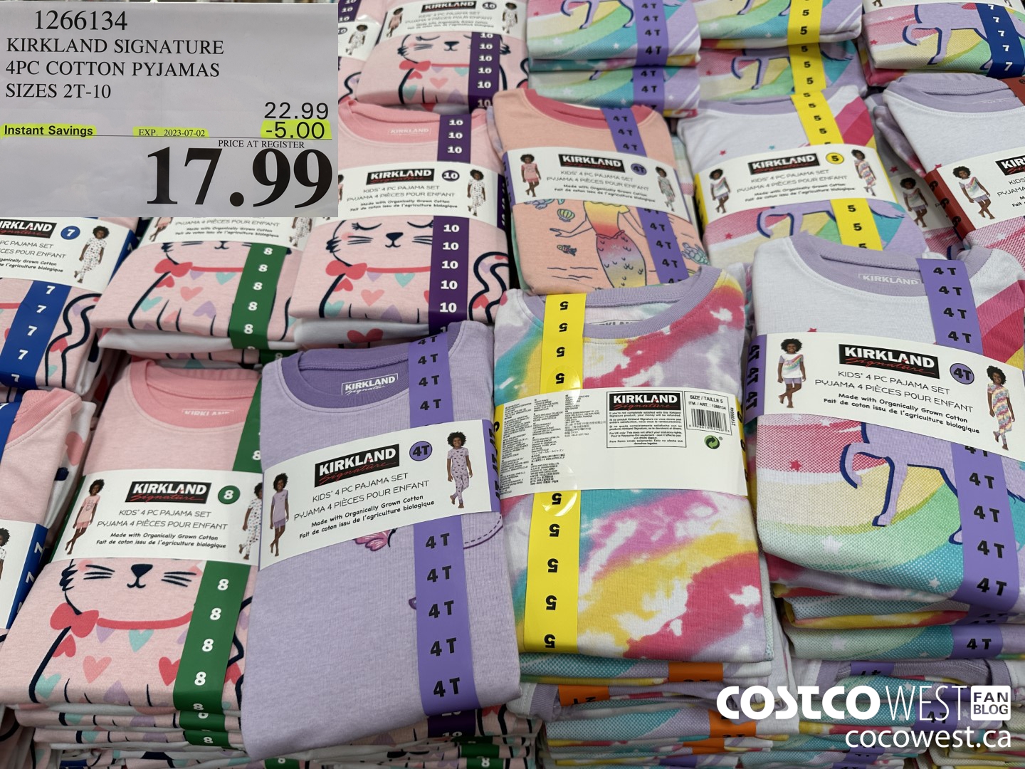 1266134 KIRKLAND SIGNATURE 4PC COTTON PYJAMAS SIZES 2T-10 ($5.00 INSTANT SAVINGS EXPIRES ON 2023-07-02) $17.99