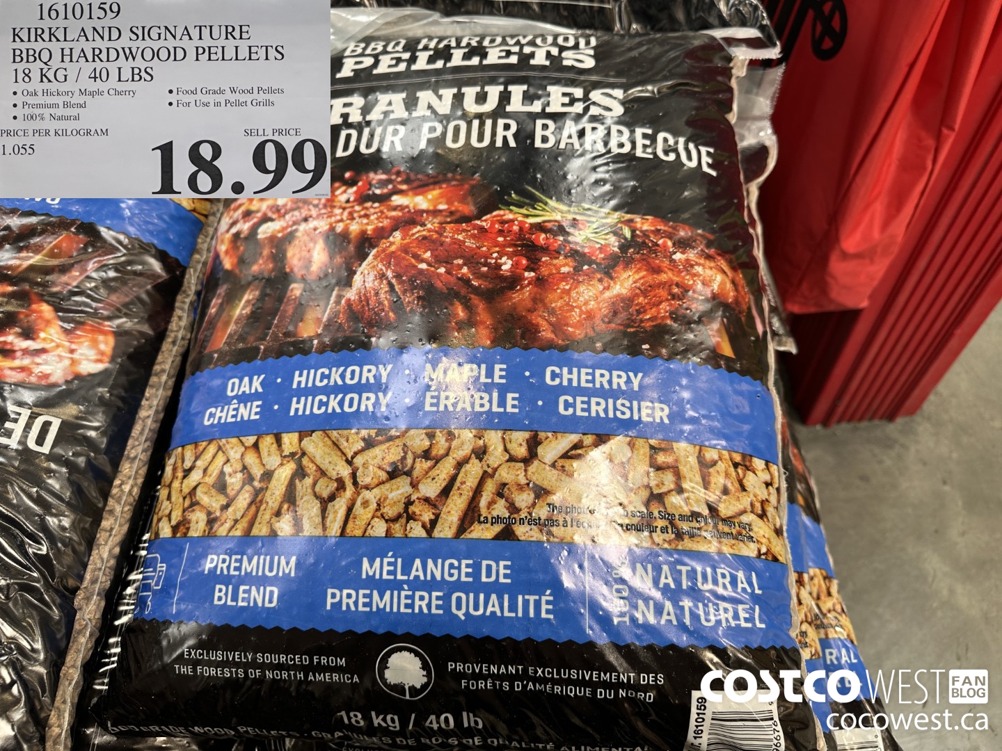 1610159 KIRKLAND SIGNATURE BBQ HARDWOOD PELLETS 18 KG / 40 LBS $18.99