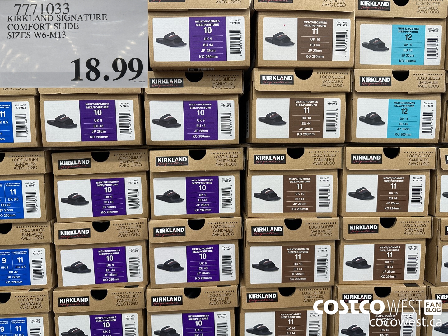 7771033 KIRKLAND SIGNATURE COMFORT SLIDE SIZES W6-M13 $18.99